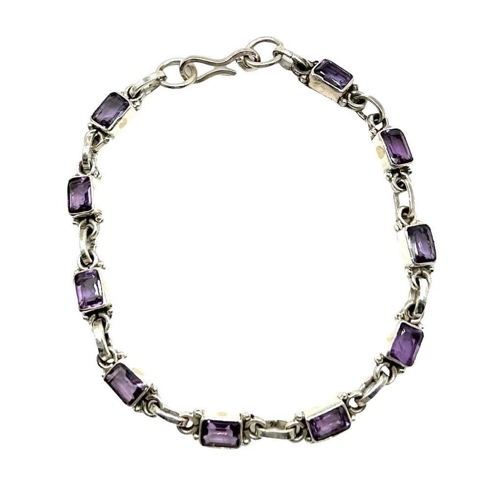 Purple Rectangle Sterling Silver Bracelet - 2