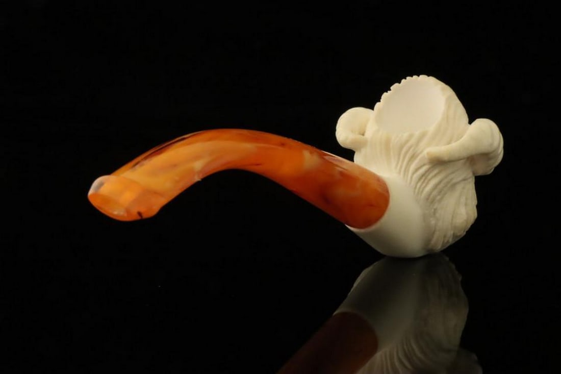 Devil Carved Meerschaum Pipe with Fitted Case - 5