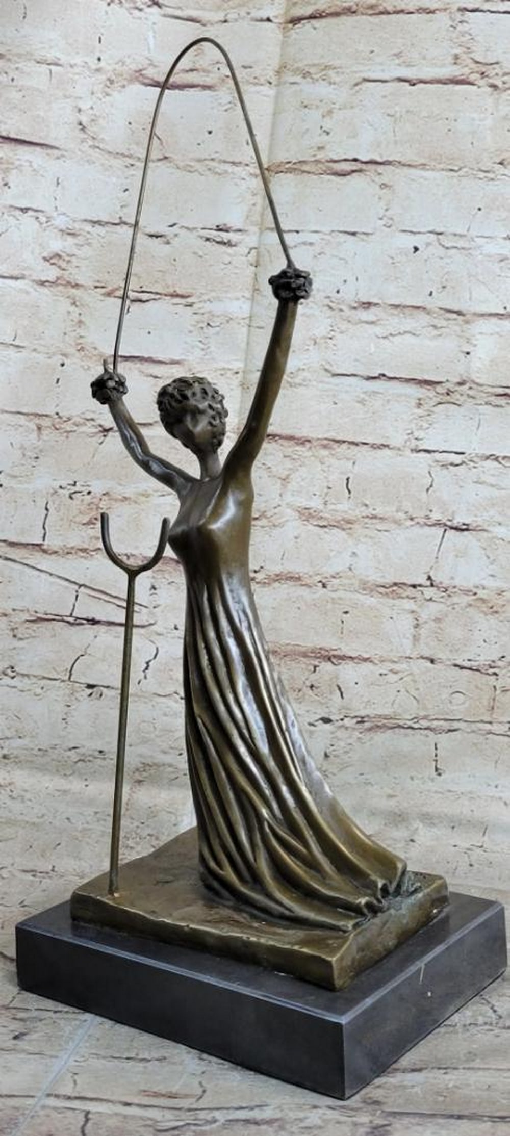 Signed Salvador Dali Alice in Wonderland Bronze Sculpture - 19" x 7.5": Signed Salvador Dali Alice in Wonderland Bronze Sculpture - 19" x 7.5" Alice in Wonderland – one of the favorite art images of Dali. This eternal girl with her childish naivety and sincerity
