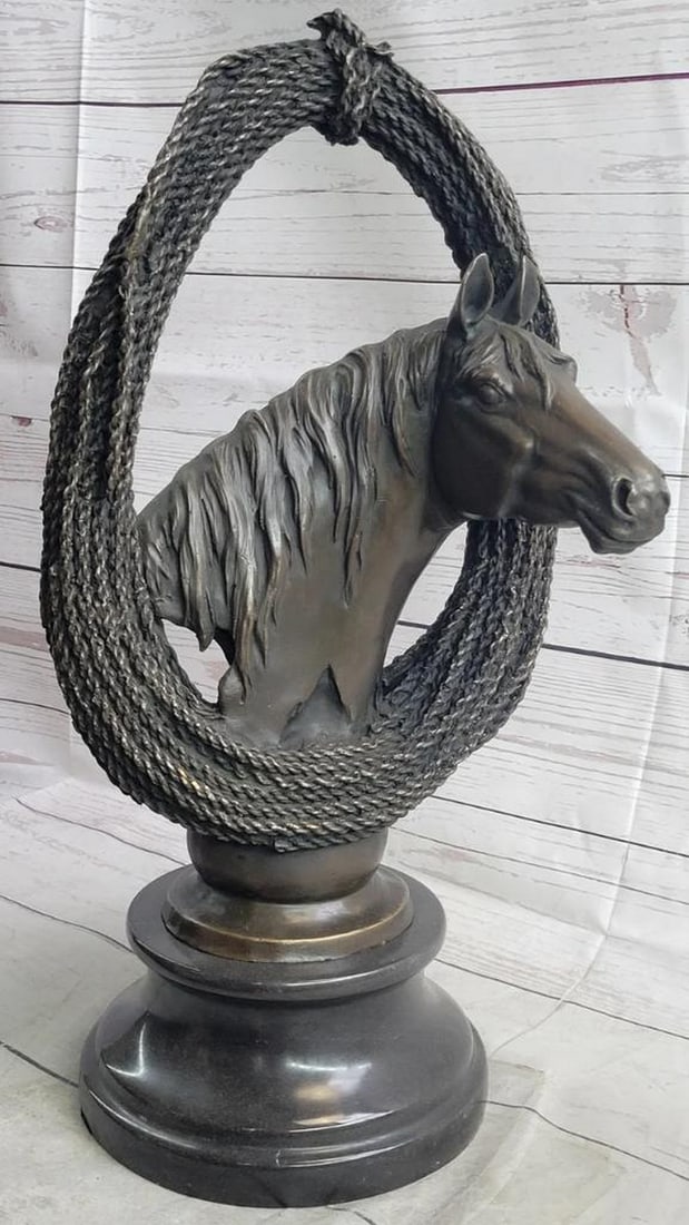Energetic Horse Bust - Original Bronze Sculpture Signed by Milo - 17" x 8": Energetic Horse Bust - Original Bronze Sculpture Signed by Milo - 17" x 8" Experience the captivating allure of this exquisite bronze bust featuring a horse filled with dynamic energy. This