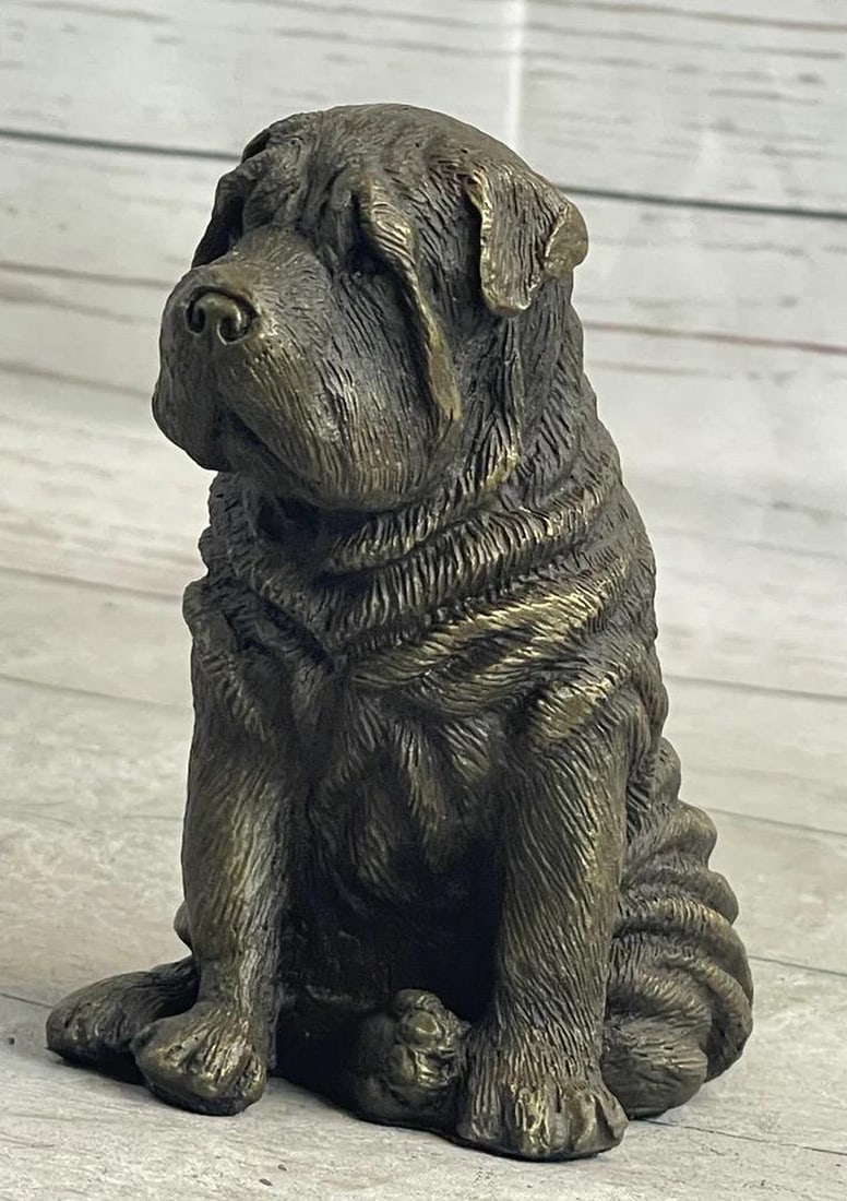Sitting Shar-Pei Bronze Dog Original Sculpture Signed by Williams - 4" x 3" (1 of 6)