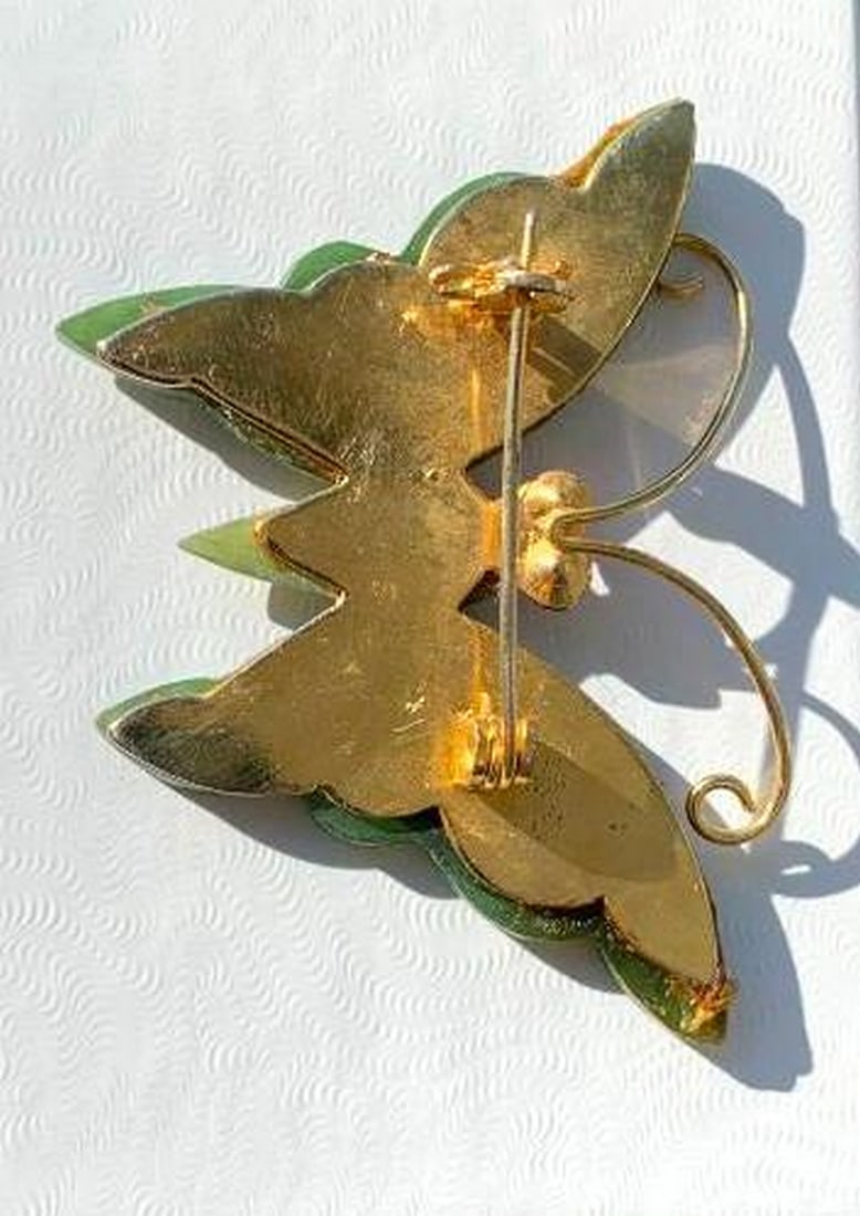 Jade Butterfly Brooch - 3