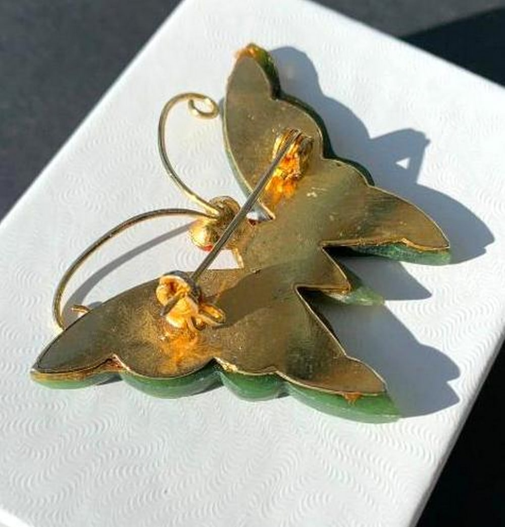 Jade Butterfly Brooch - 4