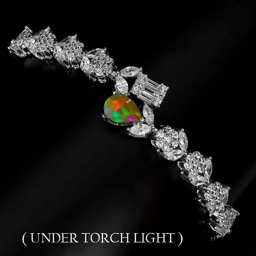 7" Fire Opal 925 Sterling Silver Bracelet (1 of 3)