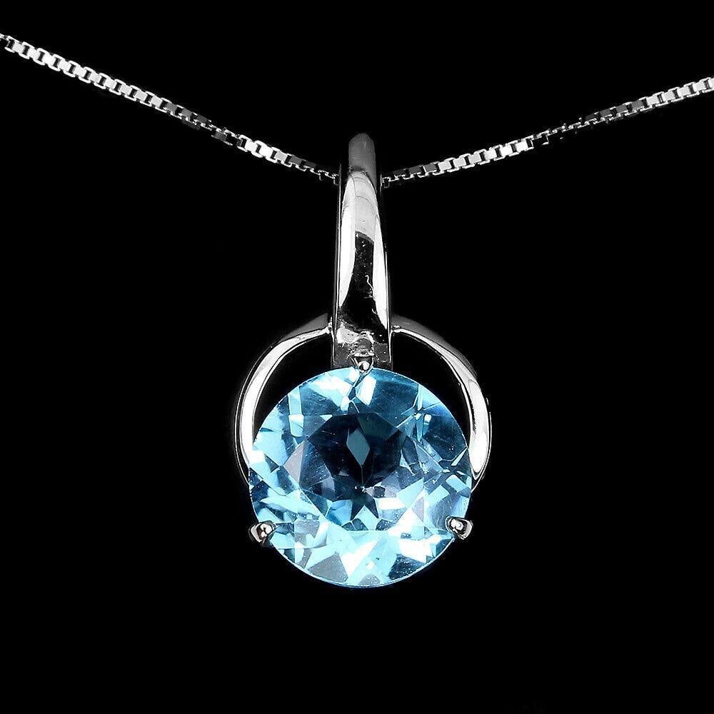 Round Bluebird Blue Topaz 10mm Gemstone Sterling Silver 18" Necklace: Round Bluebird Blue Topaz 10mm Gemstone Sterling Silver 18" Necklace Metal: 925 Sterling Silver Plate: 14k White Gold Main Stone: Sky blue Round Cut Topaz Necklace length: 18" View Photos For 