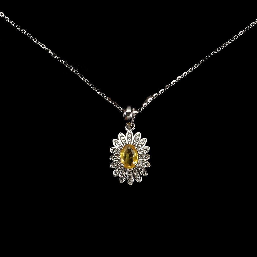 Oval Cut Yellow Sapphire (7x5mm) Center Stone Pendant With White Topaz Crown Pendant: Oval Cut Yellow Sapphire (7x5mm) Center Stone Pendant With White Topaz Crown Pendant TYPE OF METAL: 925 STERLING SILVER PLATE: 14K WHITE GOLD LENGTH: 18 Inches MAIN STONE: YELLOW SAPPHIRE OTHER GEMS: 