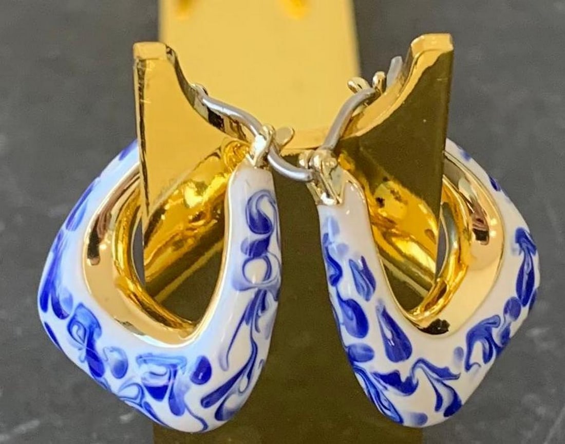 Santorini Blue Marble Hoops - 3