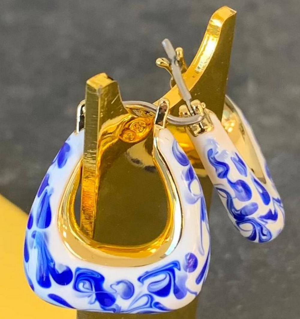 Santorini Blue Marble Hoops - 4
