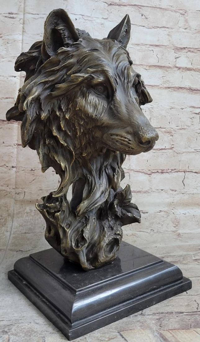 Abstract Bronze Wolf Head Bust Sculpture Signed Original By Milo - 12lbs (1 of 9)