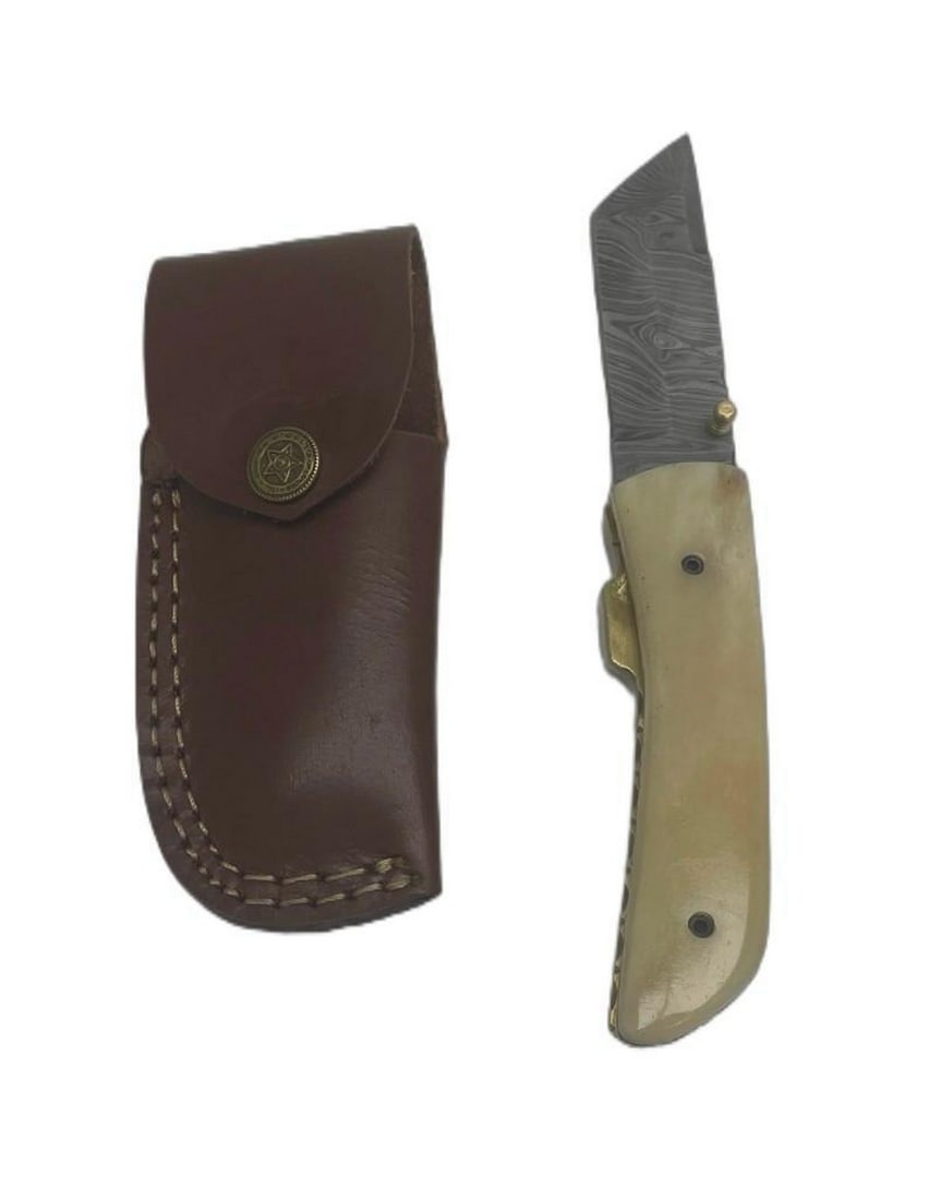 Glinting Silver Folding Damascus Knife - 2