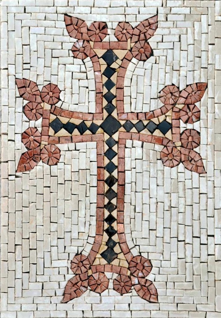 Armenian Cross Marble Mosaic – Khachkar (1 of 2)