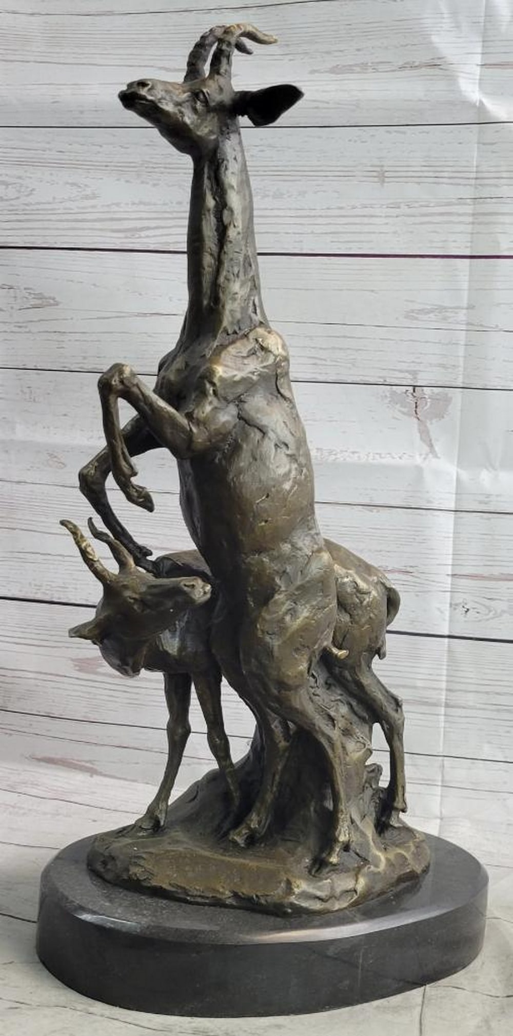 Original Signed Two Majestic Gazelles Bronze Sculpture - 19.5" x 10.5" (1 of 5)