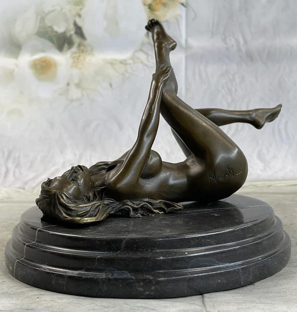 Sculpted Seduction: The Beauty of Womanhood and Desire by Mavchi on Marble Base - 7" x 9": Sculpted Seduction: The Beauty of Womanhood and Desire by Mavchi on Marble Base - 7" x 9" Introducing a captivating bronze sculpture that captures the essence of feminine allure and desire. Th