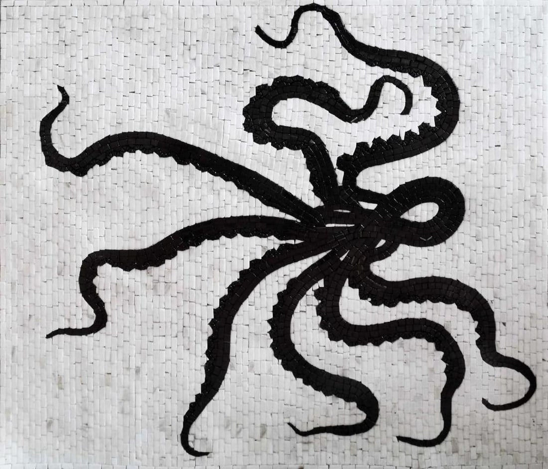 Octopus Motif Marble Mosaic Panel (1 of 2)