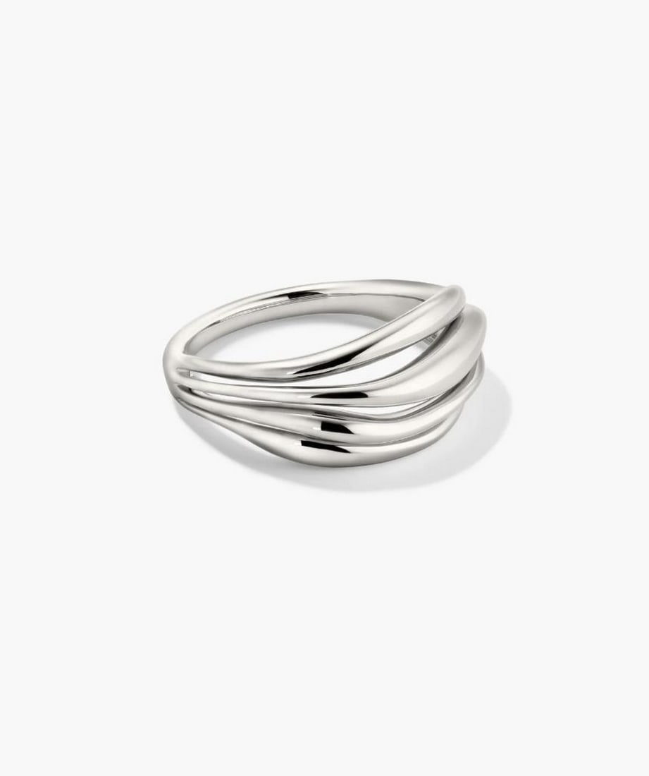 Flowing Sterling Silver Open Band Ring: Flowing Sterling Silver Open Band Ring A modern open band ring crafted from sterling silver, featuring smooth, sculpted curves that create a sense of movement and elegance. Lightweight yet durable, it