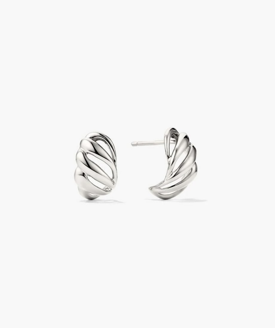 Textured Sterling Silver Huggie Earrings (1 of 3)