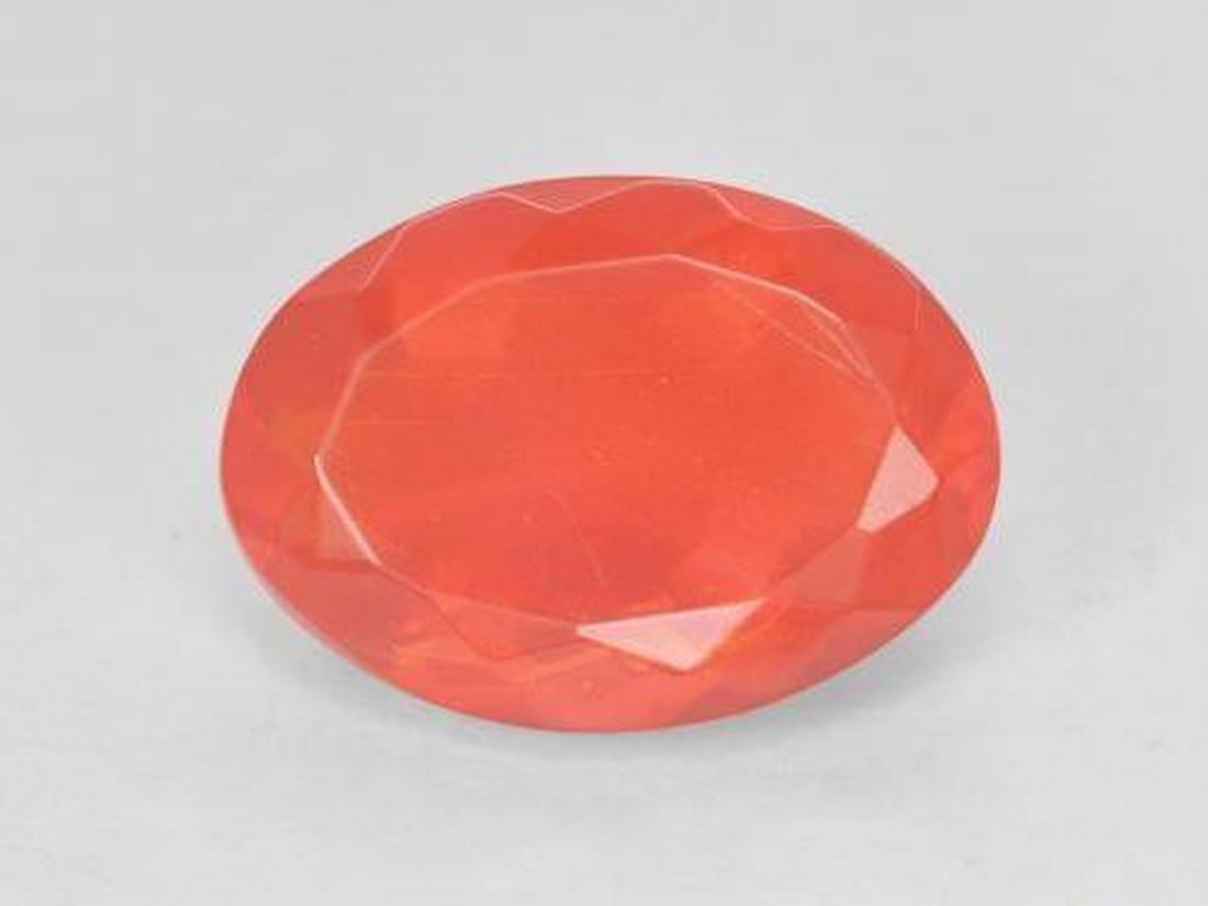 2.71ct Natural Intense Red Orange Fire Opal, Oval Facet, Transparent, Mexico (1 of 3)