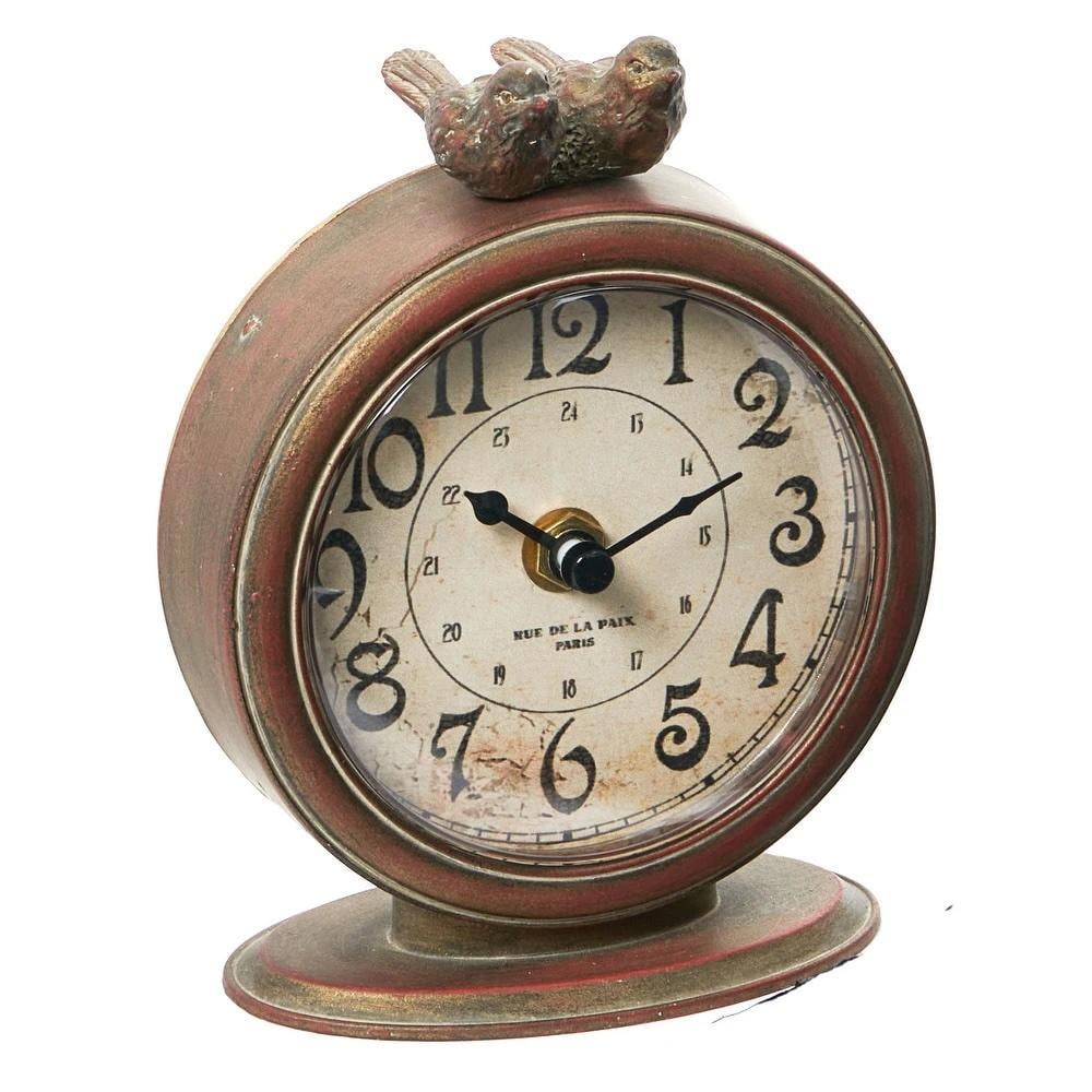 Pewter Bird Mantel Clock - 2