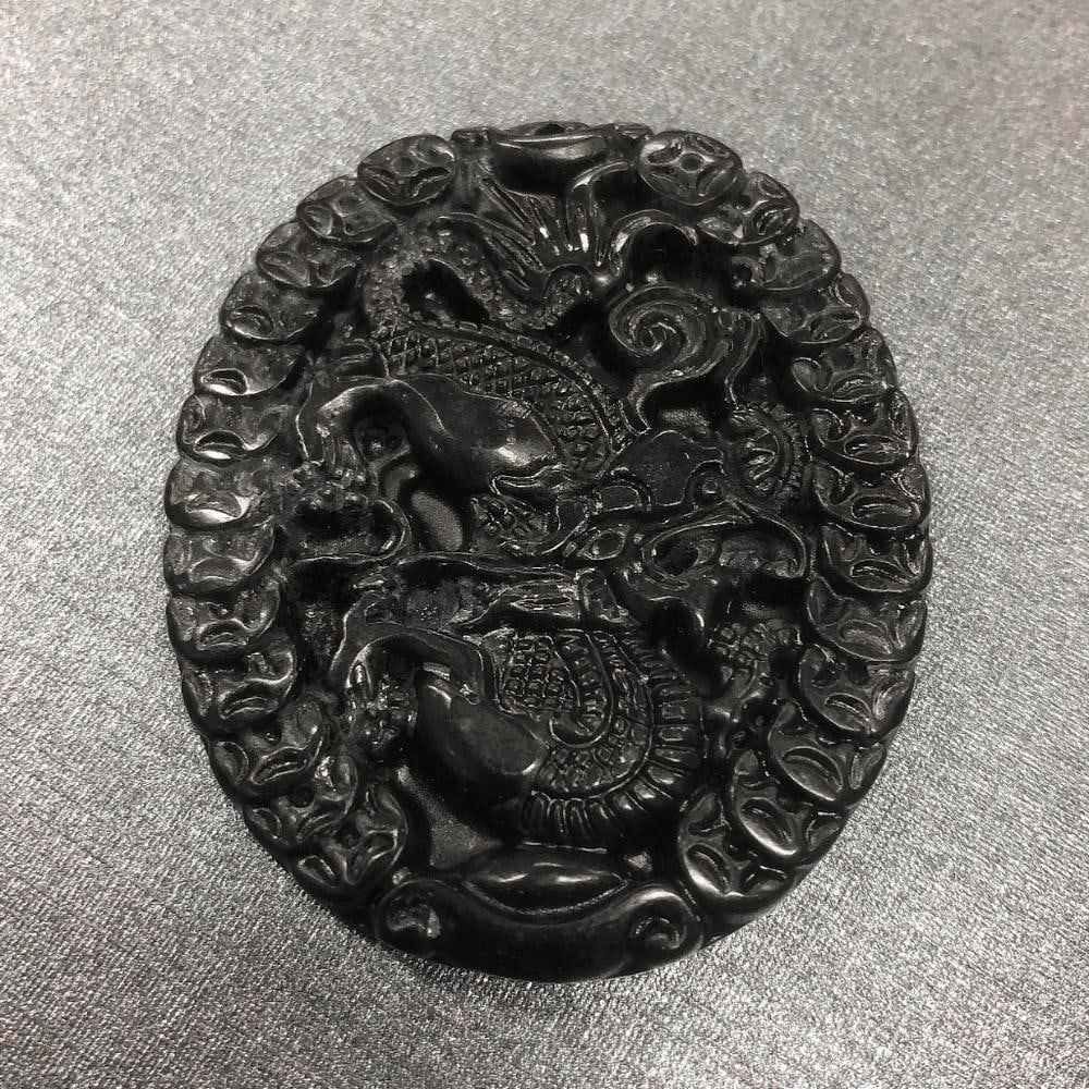 Asian Green Finely Carved Dragon Medallion (1 of 3)
