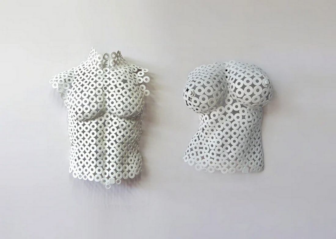 Dual Essence – Pair of Metal Male & Female Torso Wall Sculptures (1 of 1)