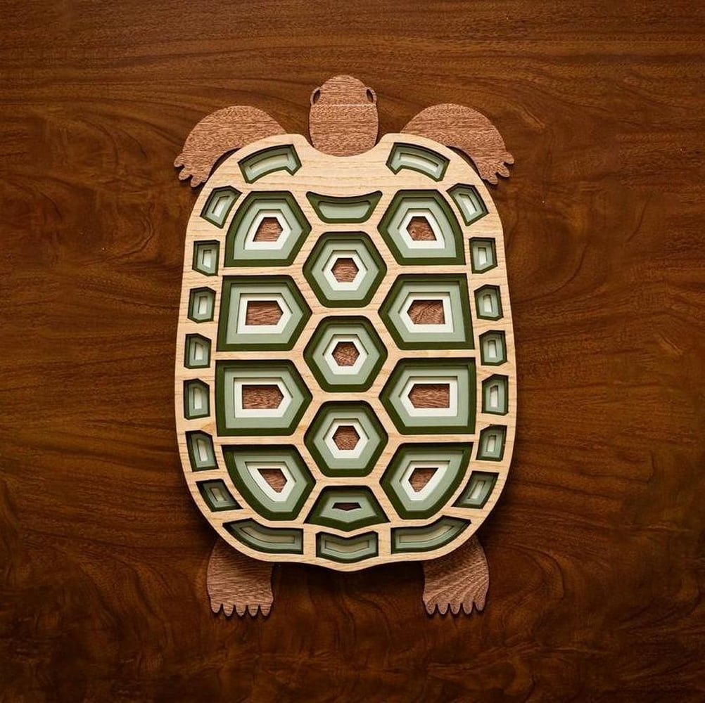 Turtle Wooden Wall Mask – Handcrafted Sea Turtle Wall Art (1 of 5)