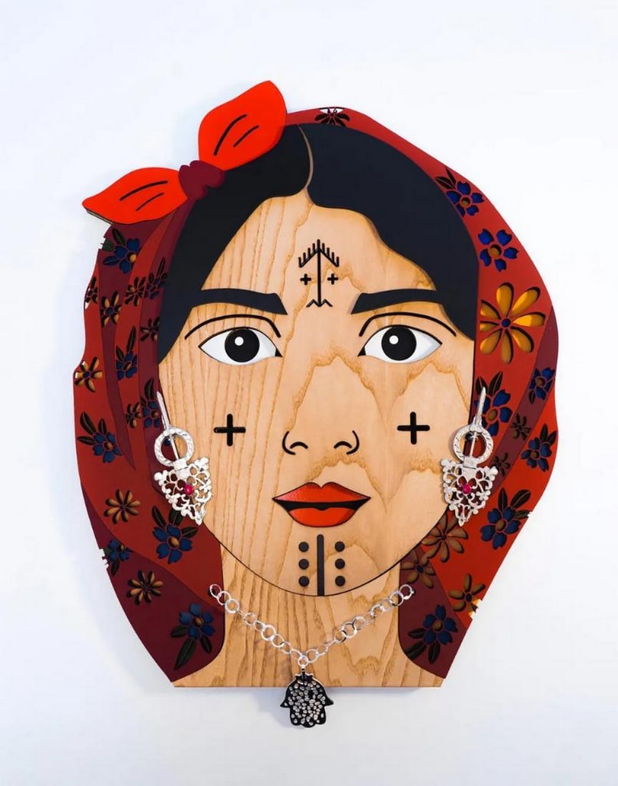Amazigh Woman Hand-Carved Wooden Wall Art (1 of 6)
