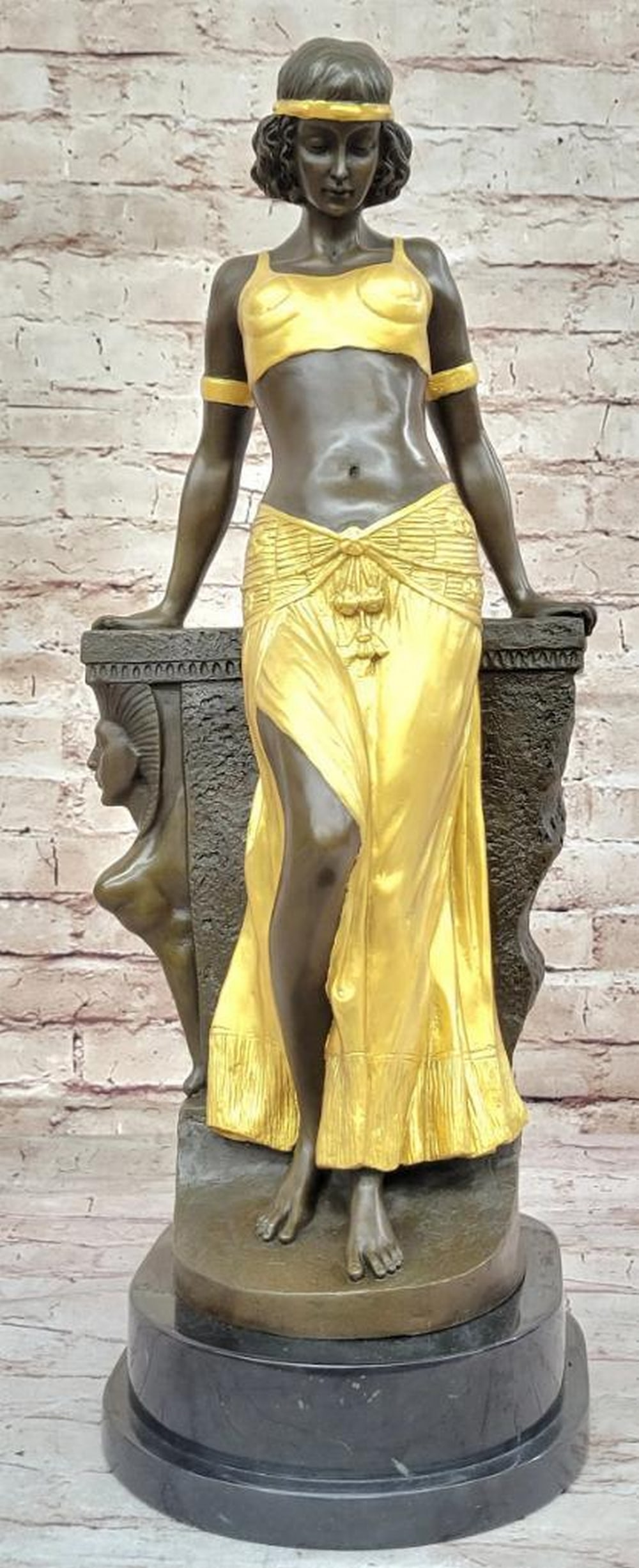 Regal Egyptian Princess Original Bronze Sculpture Signed by Milo - 22.5" x 9": Regal Egyptian Princess Original Bronze Sculpture Signed by Milo - 22.5" x 9" Delve into the majestic world of ancient Egypt with our meticulously crafted bronze sculpture, capturing the