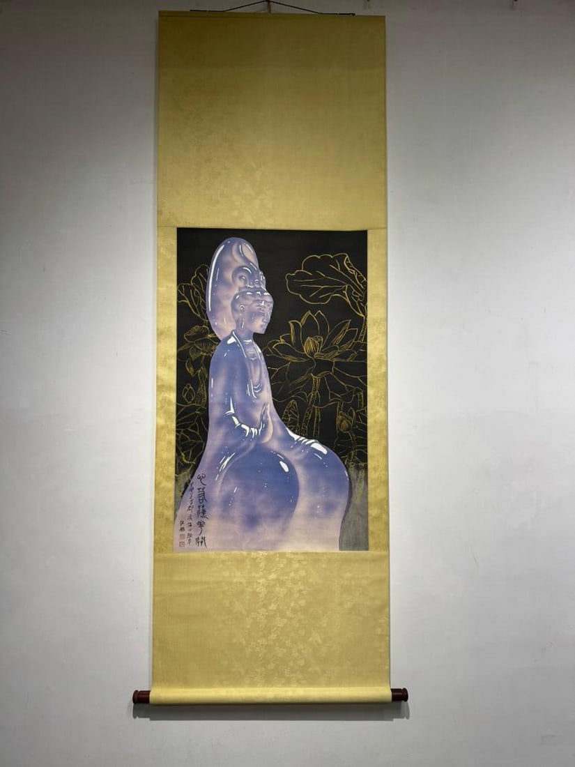 Inspired Heart Like a Lotus Blooming Scroll Painting: Inspired Heart Like a Lotus Blooming Scroll Painting In Heart Like a Lotus Blooming, inspired by Zhang Daqian, it blends symbolism and subtle emotion in a striking portrayal of feminine grace and inne