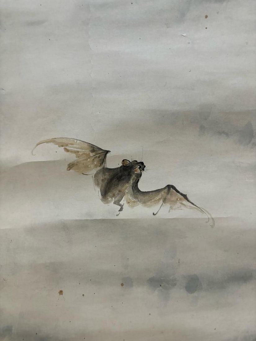 Fu Shou Harmony Inspired Hand Painted Scroll - 4