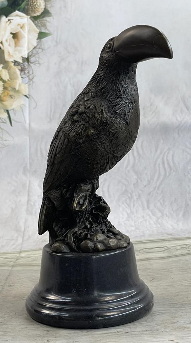 Tropical Toucan Bird Bronze Sculpture On Marble Base - 10" x 5" (1 of 7)