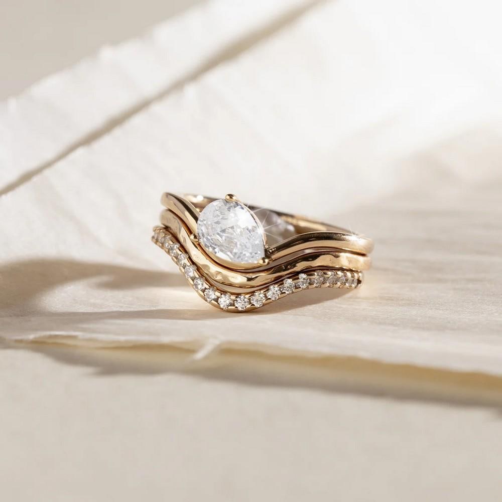 Gold Vermeil Wave Ring Set - 2