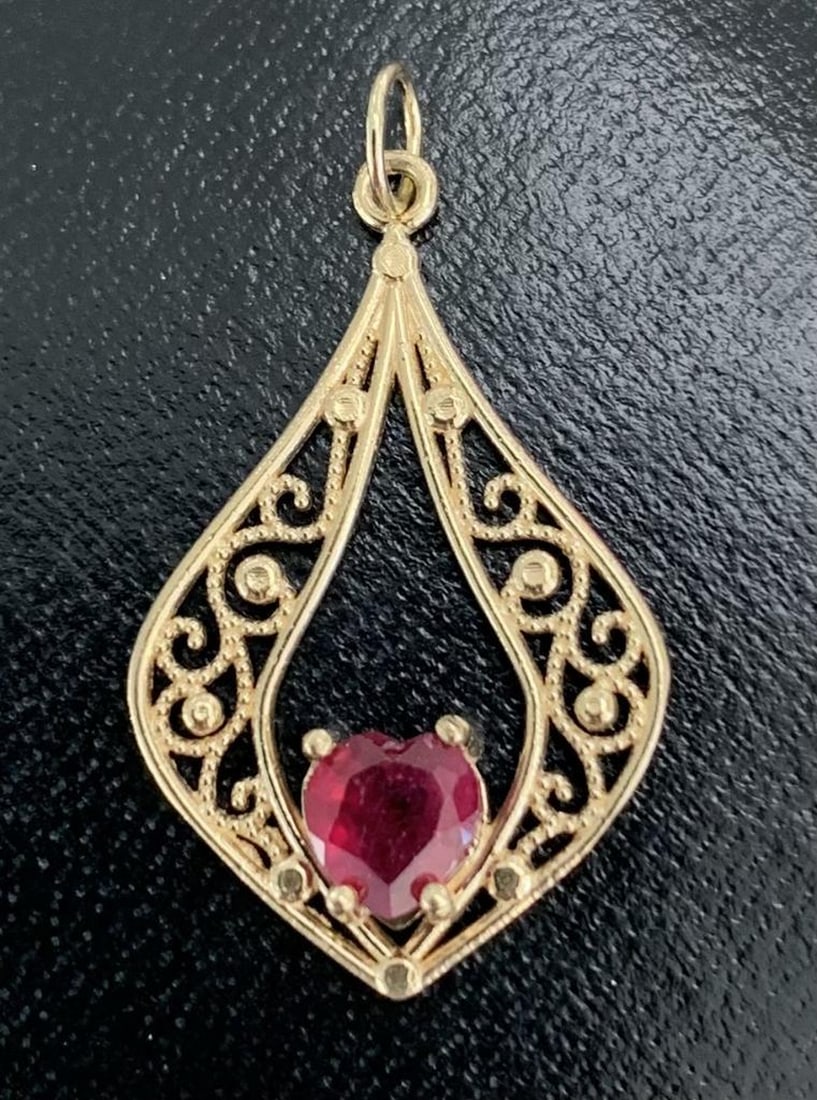 Luminous Ruby Pendant in 14KT Gold - 2