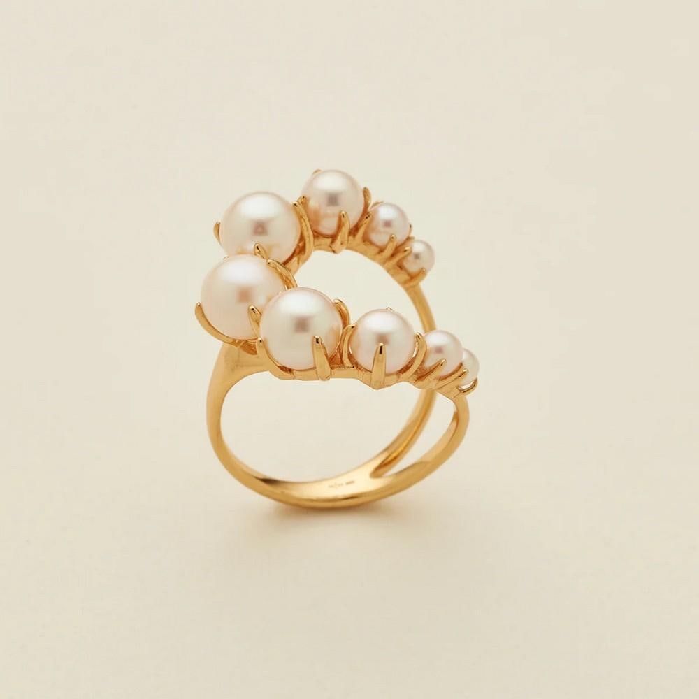 Lustrous Cascade Pearl Ring - Size 5 - 2
