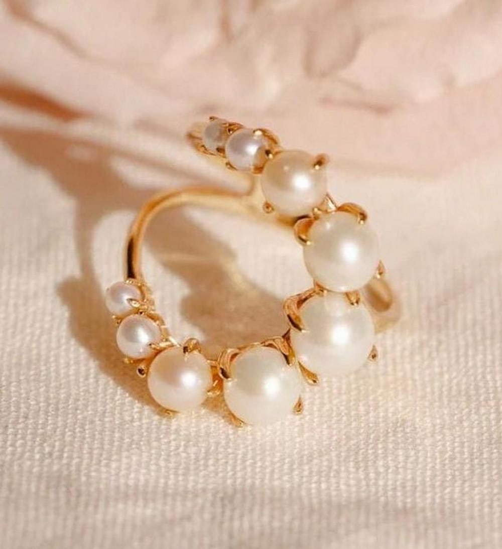 Lustrous Cascade Pearl Ring - Size 5 - 3