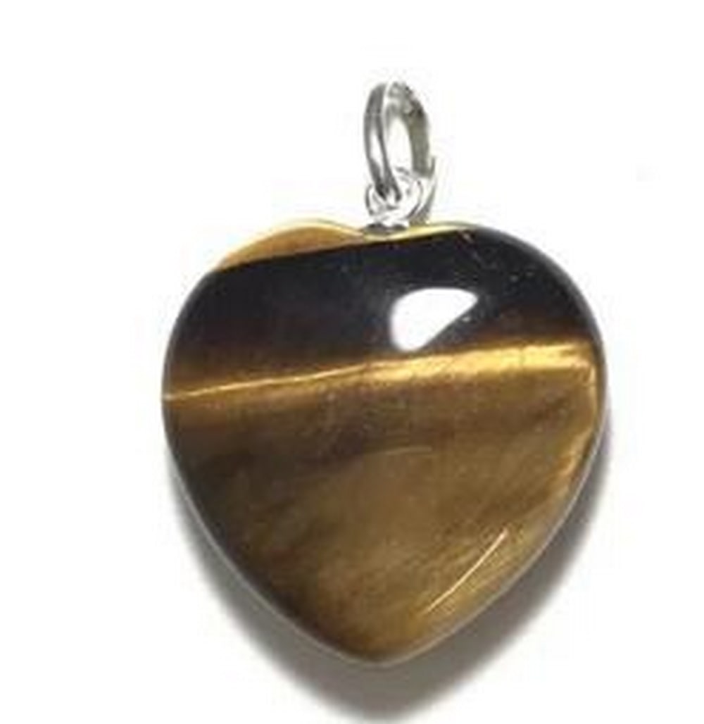 Gold Tiger Eye Heart Pendant With Sterling Silver: Gold Tiger Eye Heart Pendant With Sterling Silver This stunning pendant features a mesmerizing gold Tiger Eye stone, renowned for its warm golden hues. Set with a sleek sterling silver bail, this