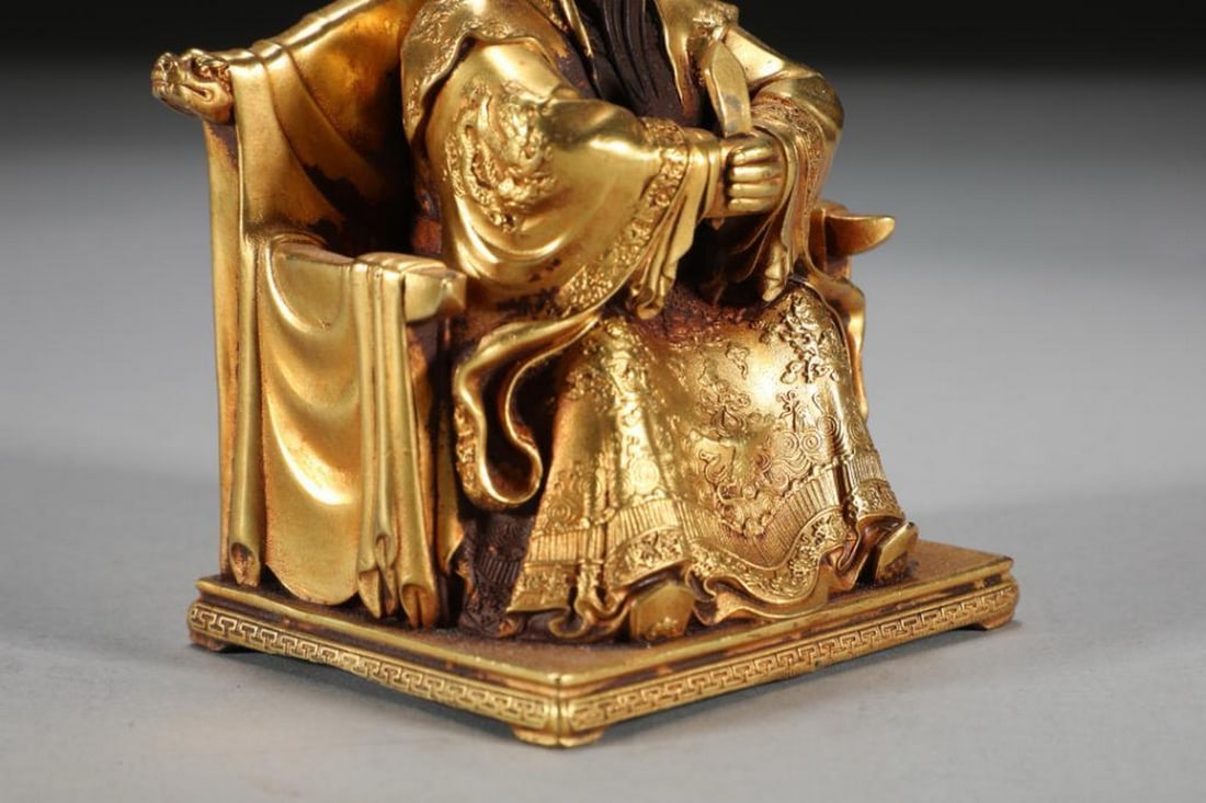 Bronze Dragon Master Sitting Statue - 6