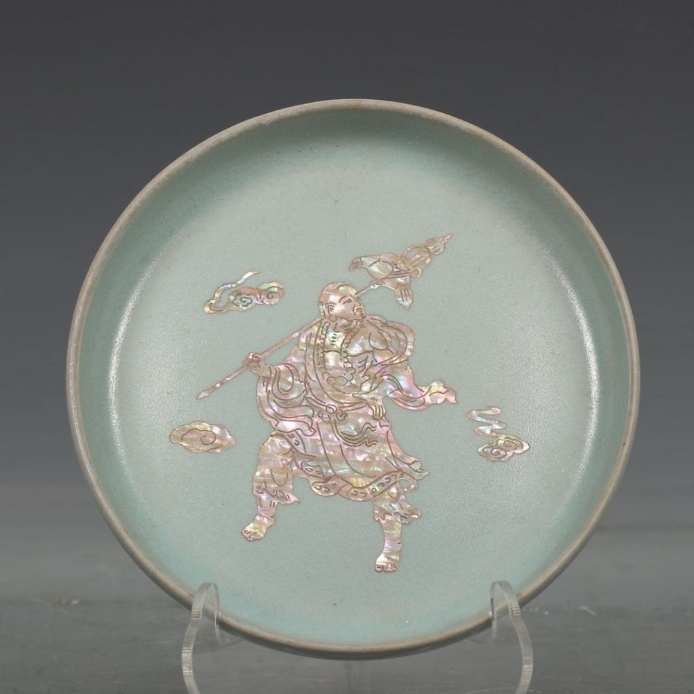 Inspired Song Ru Kiln Azure Glaze Dharma Pattern Washer: Inspired Song Ru Kiln Azure Glaze Dharma Pattern Washer This inspired washer from the Song Dynasty was produced at the renowned Ru kiln. The azure glaze enhances the delicate Dharma pattern, reflectin