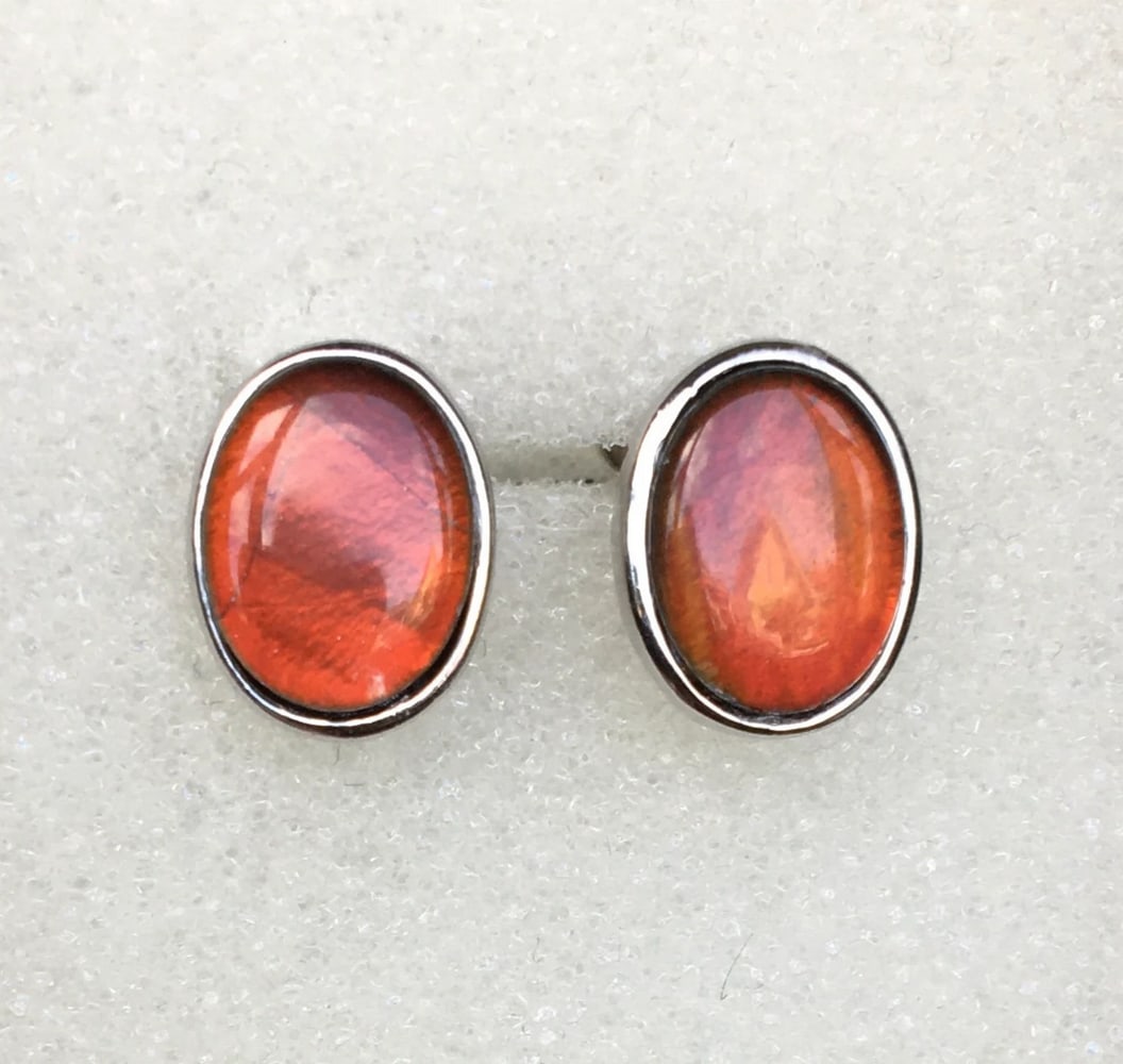 Autum Orange Ammolite Stud Earrings (1 of 1)