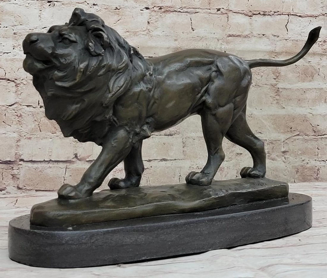Miguel Lopez Original Bronze Sculpture of a Prowling African Male Lion King - 9" x 14": Miguel Lopez Original Bronze Sculpture of a Prowling African Male Lion King - 9" x 14" Introducing the Miguel Lopez Original Bronze Sculpture, a captivating portrayal of a prowling African Mal