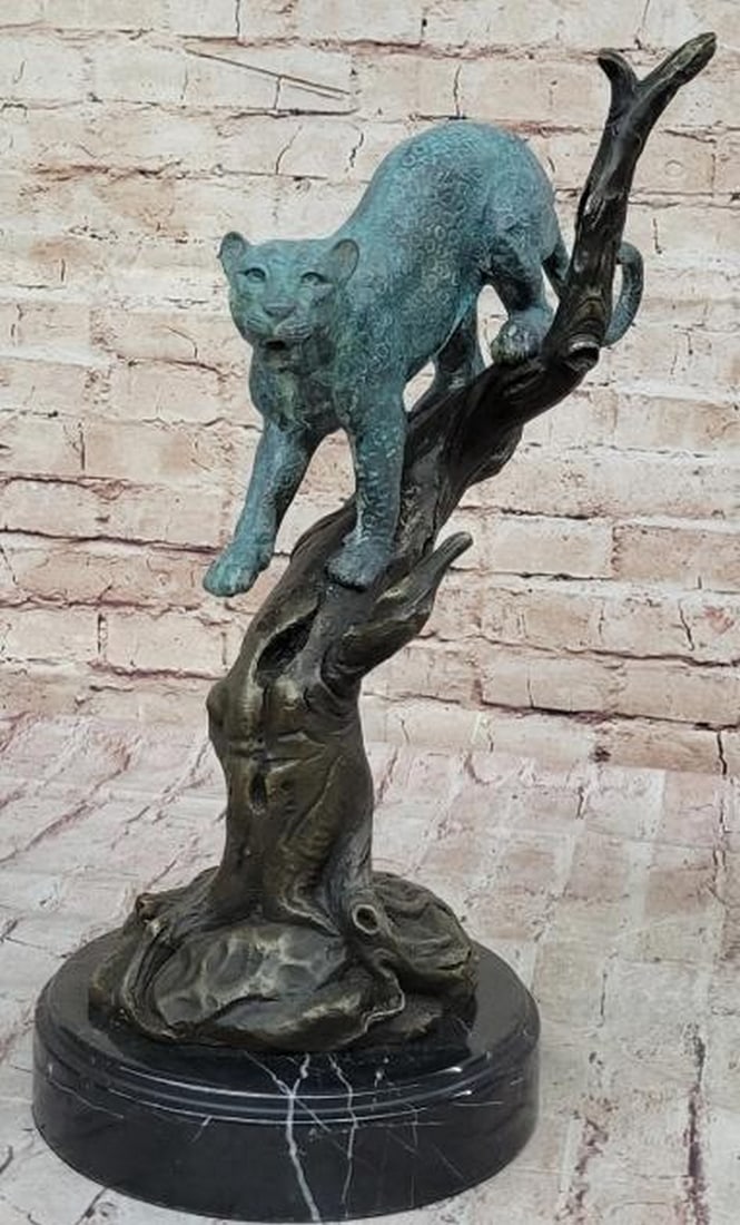 Leopard in Tree Bronze Sculpture - 2