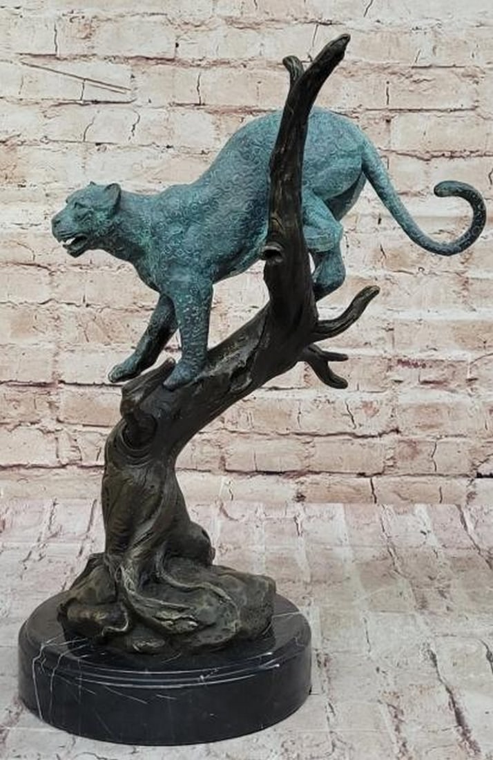 Leopard in Tree Bronze Sculpture - 3