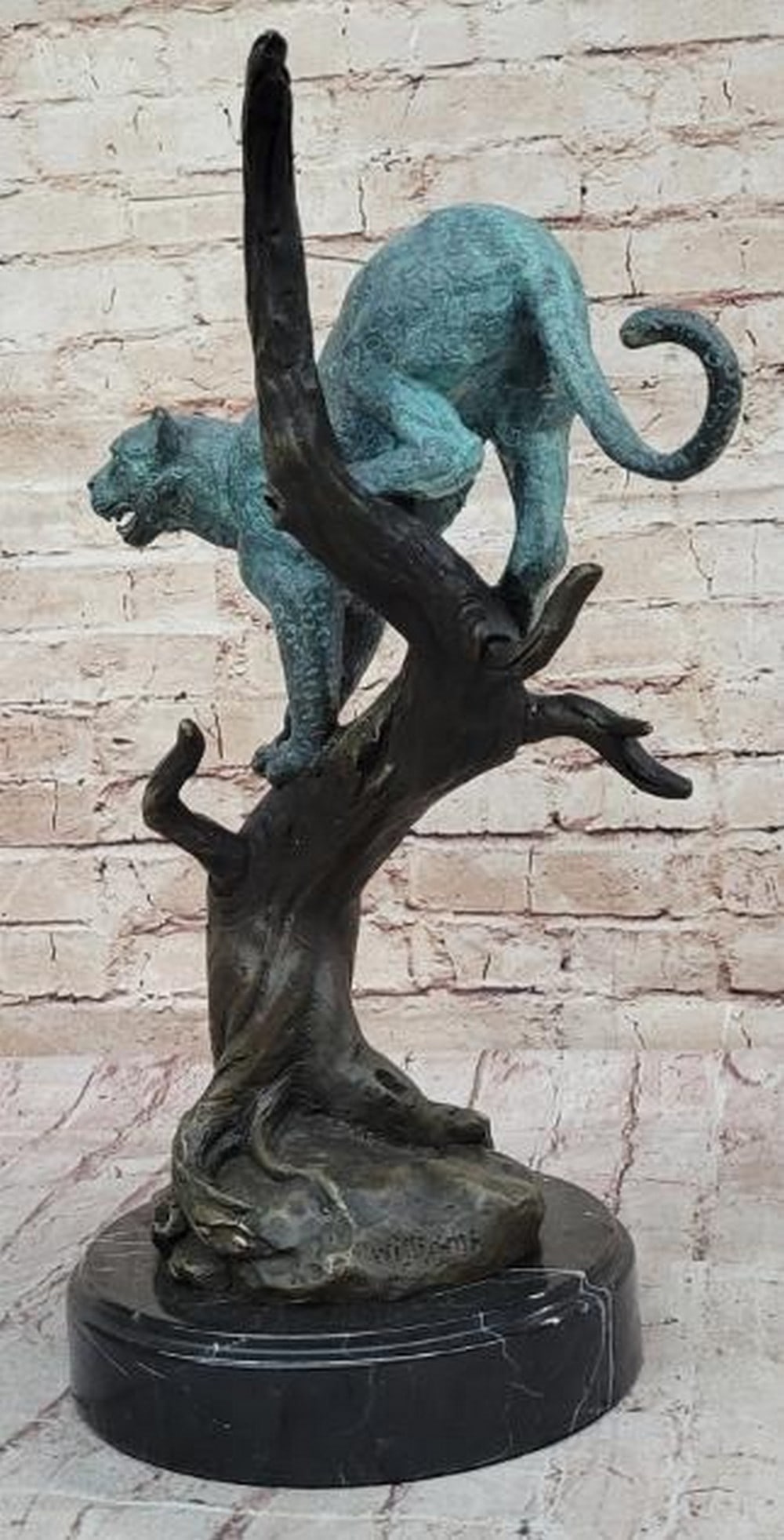Leopard in Tree Bronze Sculpture - 5