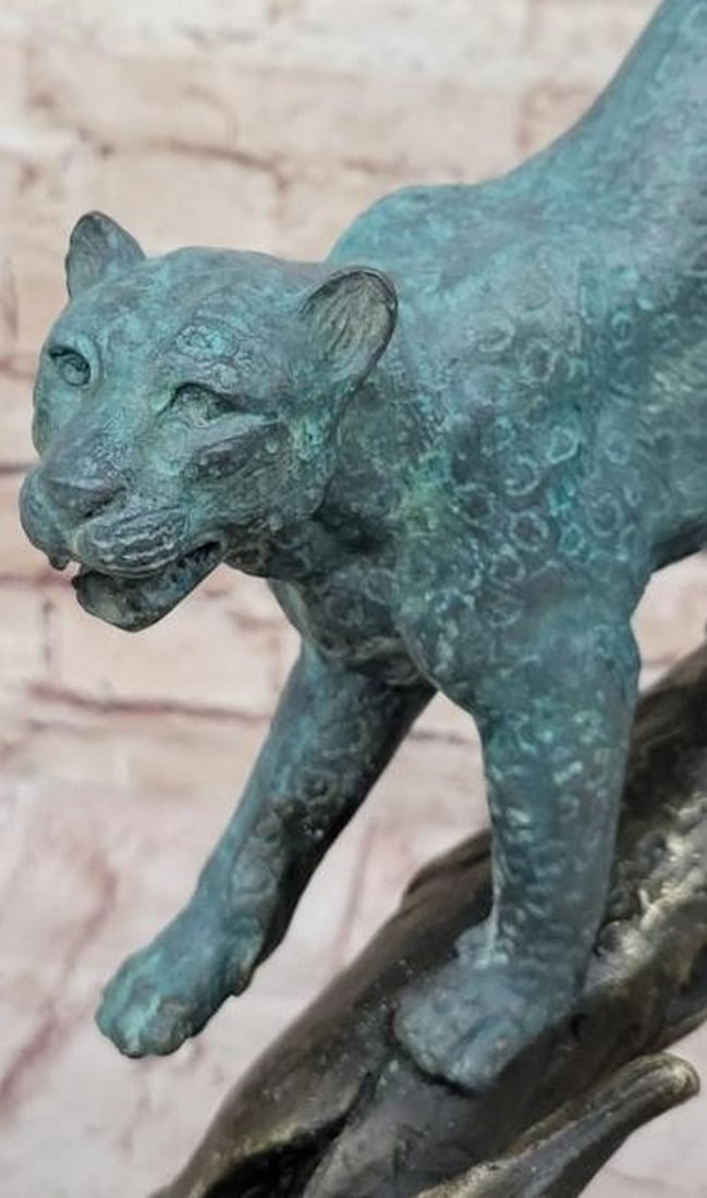 Leopard in Tree Bronze Sculpture - 6