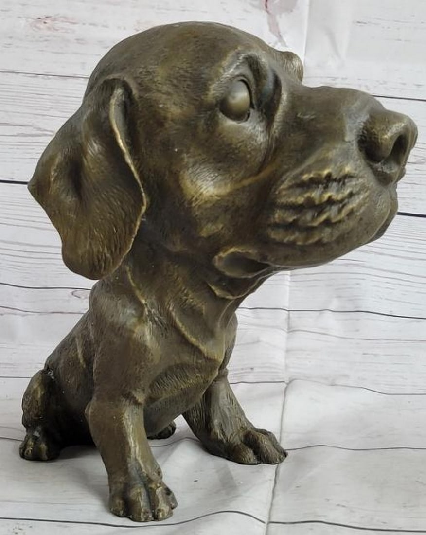 Bobble Head Dog Bronze Statue - 2