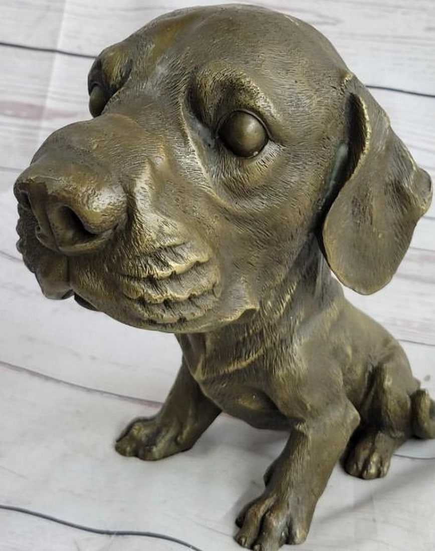 Bobble Head Dog Bronze Statue - 3