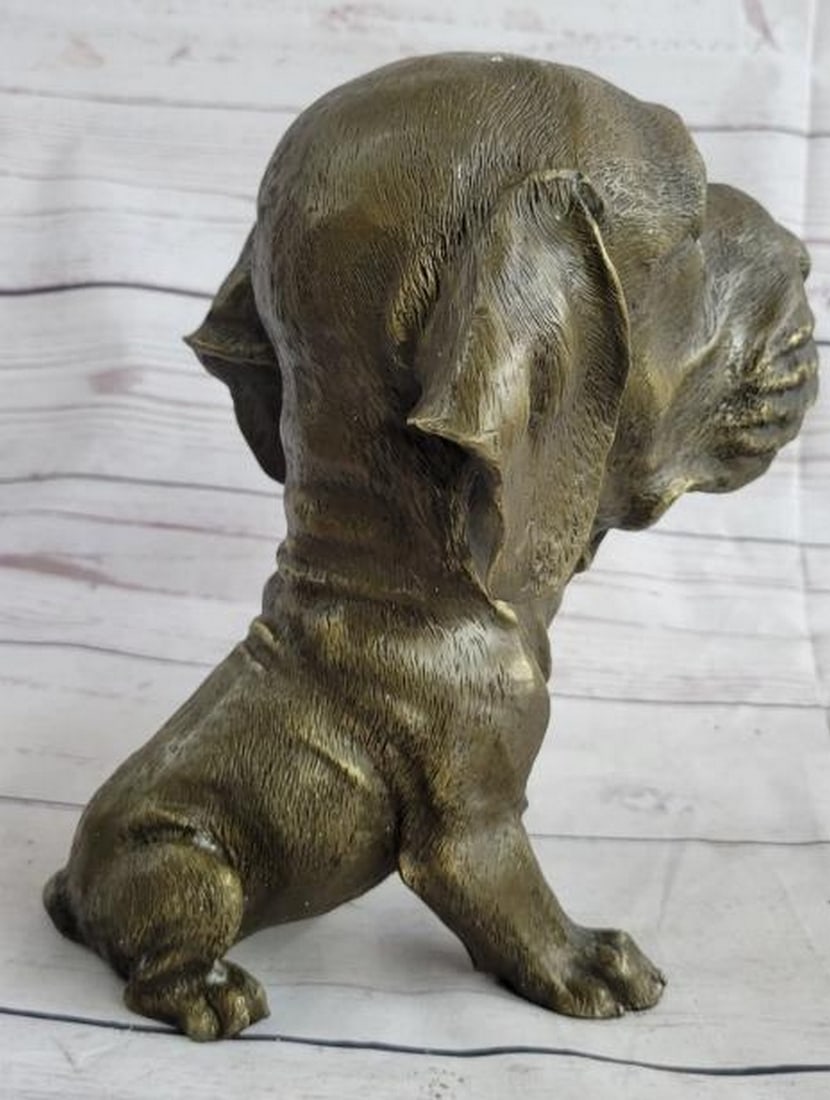 Bobble Head Dog Bronze Statue - 4