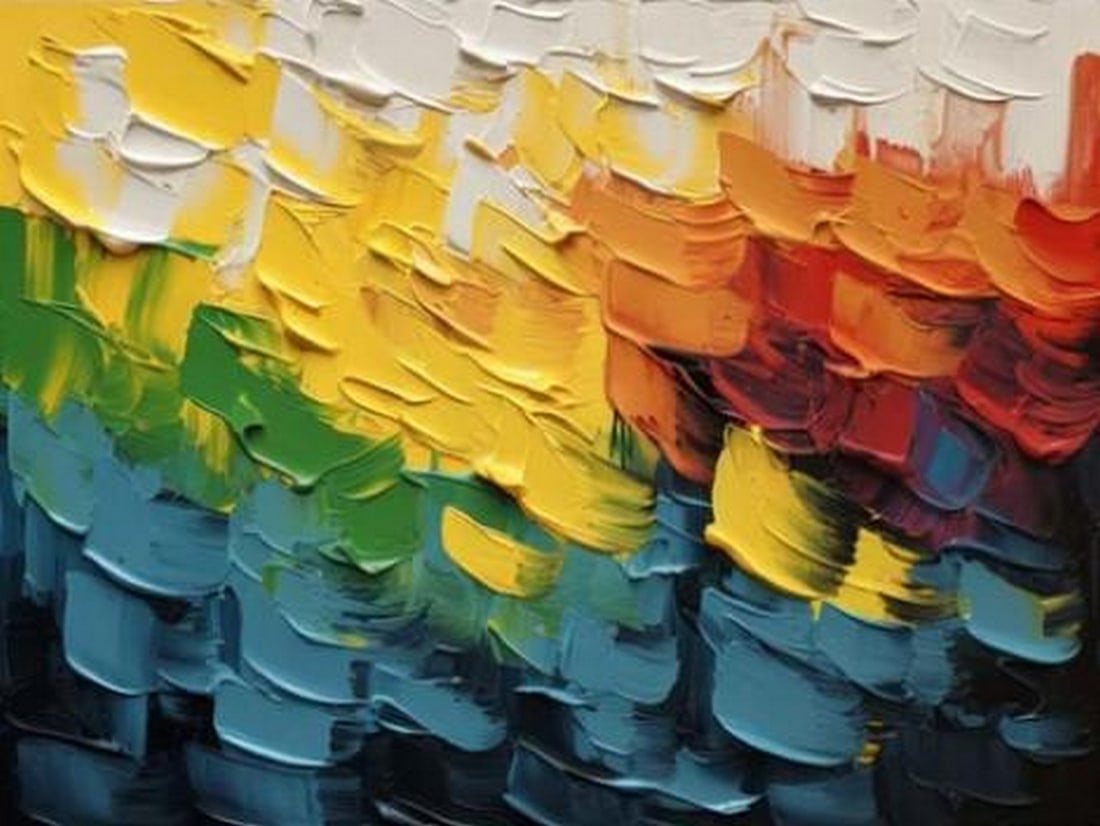 Echoes of Colour: Echoes of Colour Echoes of Color is a bold and expressive abstract painting, brought to life through dynamic palette knife strokes and richly layered texture. Vibrant hues collide and blend across the