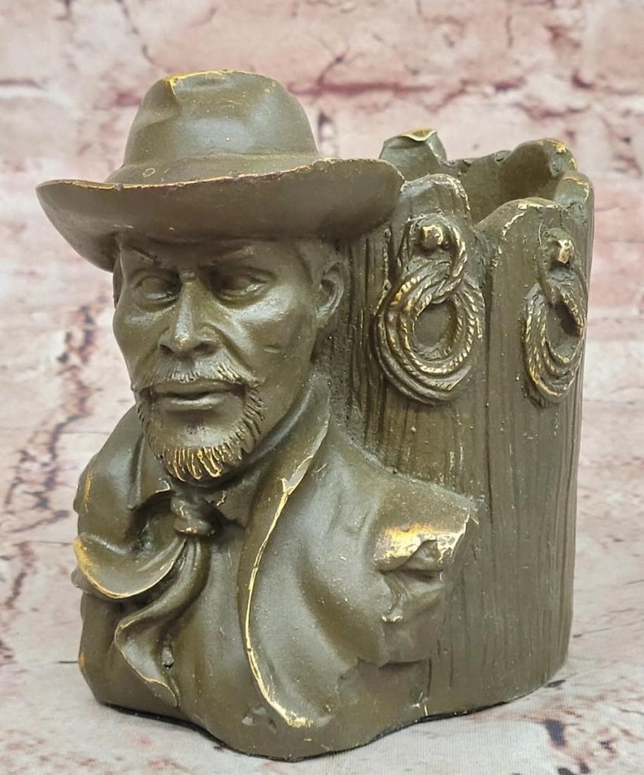 'Frontier Focusin. Original Bronze Cowboy Pen Holder by Anderson - 4.5in. x 4in. (1 of 7)