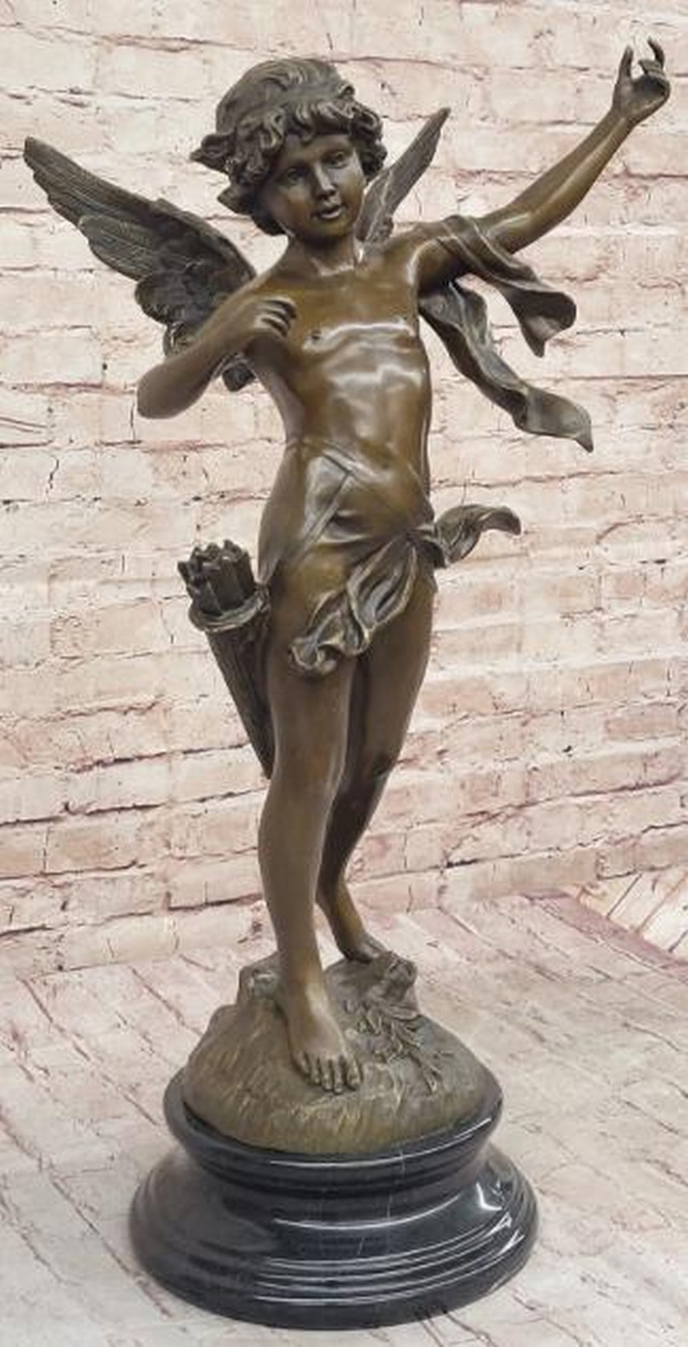 Innocent Joy of Young Love Bronze Cupid Sculpture Inspired by Moreau - 27in. x 14in. (1 of 6)
