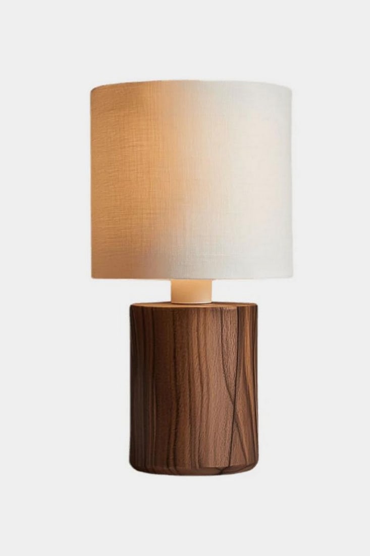 Contemporary Solid Wood Cylinder Table Lamp: Contemporary Solid Wood Cylinder Table Lamp Minimal and grounded, this contemporary table lamp showcases the natural beauty of solid wood through a clean cylindrical base with rich, visible grain.
